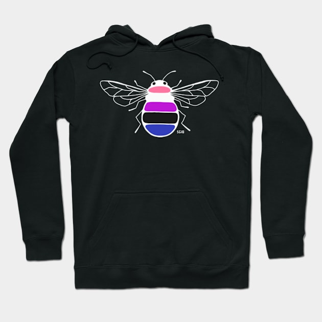 Genderfluid Pride Bee (Dark) Hoodie by Zenzoa